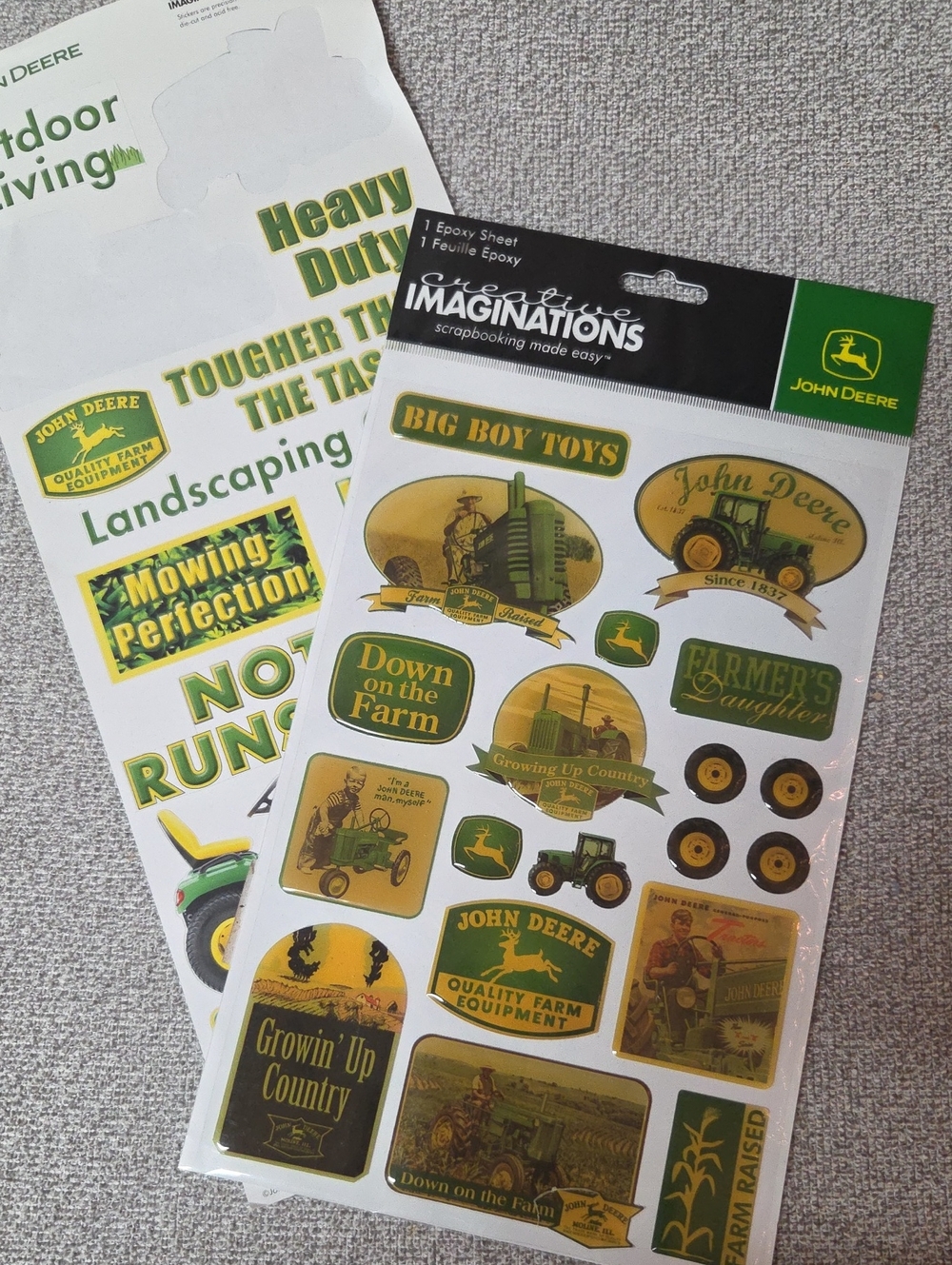 2 John Deere Green Themed Sticker Sheets